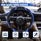 Car Steering Wheel Cover, 15 Inch Leather Anti-Slip Breathable Automotive Steering Wheel Protector, Universal Heat Resistant Vehicle Interior Accessories Cars, SUVs, Trucks(Blue)