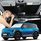 Windshield Sunshade for Kia EV9 2024 2025 2026 Sun Shade Windshield Upgrade 4 Layers Blocks UV Rays Custom Fit EV9 Car Window Shade Front Windshield Keep Cool Foldable Car Accessories