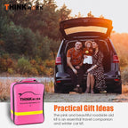 Car Emergency Kit for Teen Girl and Lady's Gifts, Pink Emergency Roadside Assistance kit with Digital Air Compressor, 10FT Jumper, First Aid Kit, and More Ideal Pink Car Accessories Tool -E7