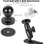 Aluminum Kayak 1" Ball Mount for Garmin Striker 4 / Plus 4 / Vivid 4cv, Fish Finder Mount with Round Plates & T-Bolt Track Base, Medium Arm Marine Electronic Holder Compatible with Lowrance, Raymarine