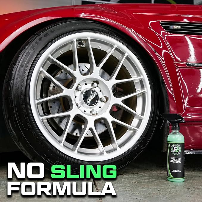 Wet Tire Dressing Spray - Extremely High Shine Tire Dressing for That Wet Look - No Sling, Non-Greasy Silicone Formula with UV Protection - Easy to Apply, Minimal Cure Time - 16 fl oz, 2 Pack