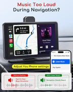 Plug & Play 7" Portable Wireless CarPlay Screen: Supports Apple CarPlay & Android Auto - 1080P Night Vision Backup Camera & 2.5K Dash Cam - Voice Control for Maps & Calls - Upgrade for Older Cars