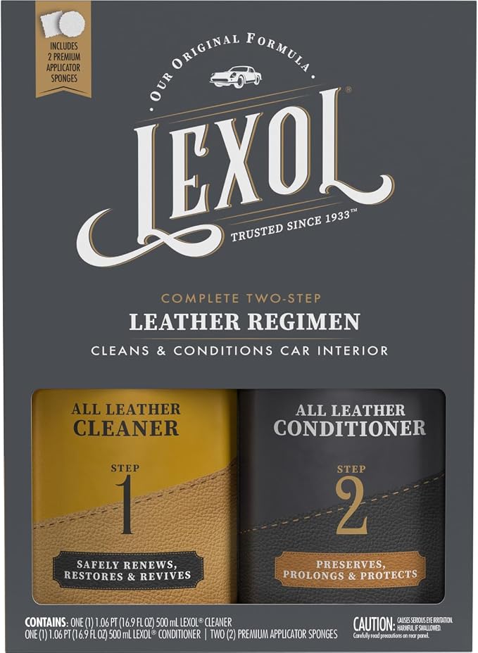 Leather Cleaner & Conditioner Kit by for Furniture, Car Interior, Shoes, Handbags, Includes 2 Application Sponges, Two-Step System, 16 Oz Each