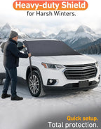 Car Snow Cover Compatible for Chevrolet Traverse | Windshield Cover for Ice and Snow with S-Hook Straps | Heavy-Duty 600D Oxford Winter Car Cover, Waterproof & Anti-Slip