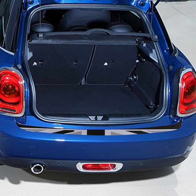 Rear Bumper Protector Sticker Compatible with Compatible with Mini Cooper F56 F55 R55 Anti-Collision Strip Trunk Threshold Decal Car Trunk Door Edge Vinyl Sticker Decoration for Car (Gray Flag)