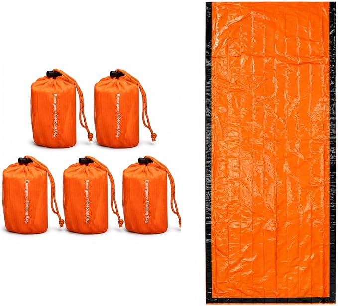 Emergency Sleeping Bag – 84"x36" Thermal Mylar Survival Bivy Sack – Waterproof, Lightweight & Compact Emergency Blanket for Camping, Hiking, Outdoor Survival & Travel