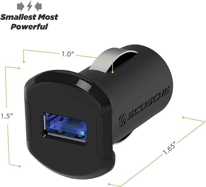 USBC121M ReVolt Universal Cigarette Lighter Single Device Compact One Port USB Car Charger, Fast Charge One Device Quickly, Black/Space Gray