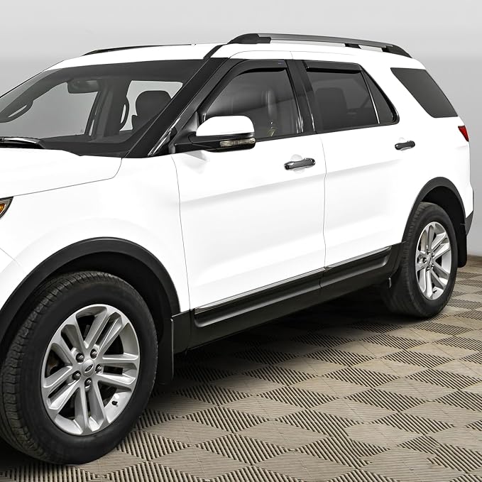 in-Channel Incredibly Durable Rain Guards for Ford Explorer 2011-2019, Original Window Deflectors, Vent Deflector, Vent Window Visors, Dark Smoke Car Accessories, 4pcs -611150