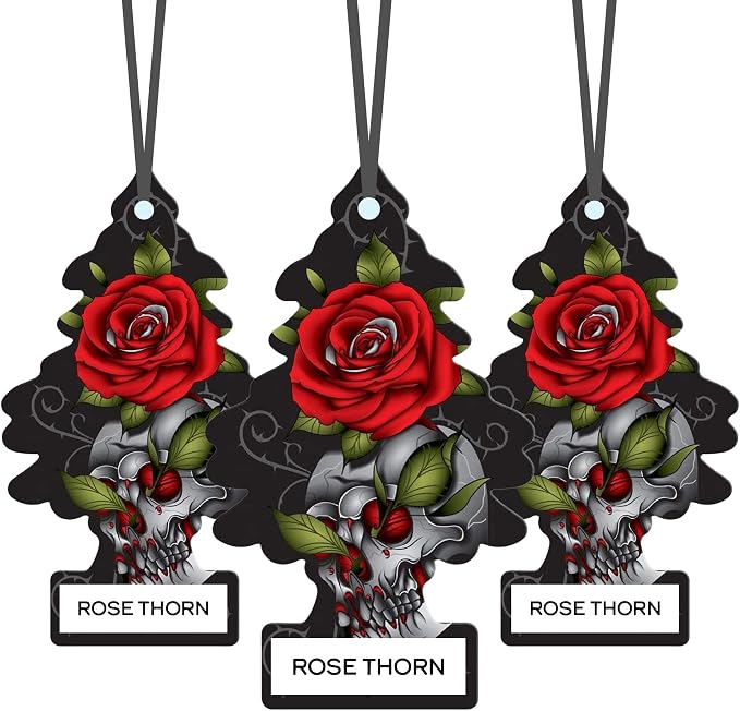 Car Air Freshener | Hanging Paper Tree for Home or Car | Rose Thorn | 6 Pack