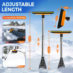 Telescoping 2-in-1 Snow Broom & Ice Scraper for Windshield, 32.5 in No-Scratch Snow Brush with Foam Head, Snow Remover Tool for SUV/Truck, Windows, Roof