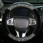 Bling Fluffy Steering Wheel Cover for Women Girls, Rhinestone Diamond Sparkling Fur Steering Wheel Protector Elastic Steering Wheel Covers Winter Warm Universal Fit 14-15 inches -Black | Colorful Diamond Elastic Car Steering Wheel Accessories Sparkling...