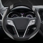 Customized Auto Car Steering Wheel Cover for Hyundai,Tucson,Sonata,Elantra,Santa Fe,Genesis,Sonata Hybrid,Azera,Venue,Kona, 14.5-15 inches(Black+Gray - Standard Size)