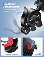 Bike Phone Holder, Motorcycle Phone Mount - Motorcycle Handlebar Cell Phone Clamp, Scooter Phone Clip for iPhone 14 Plus/Pro Max, 13 Pro Max, S9, S10 and More 4.7" - 6.8" Smartphones, Red