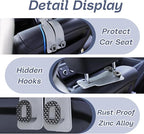 Car Headrest Hooks Universal Car Purse Hook Premium Leather and Alloy Twin Hook Car Seat Back Storage Hanger Hook for Purse Bags Cloth Drink Durable Holder Car Accessories (BH09-Grey-Black)