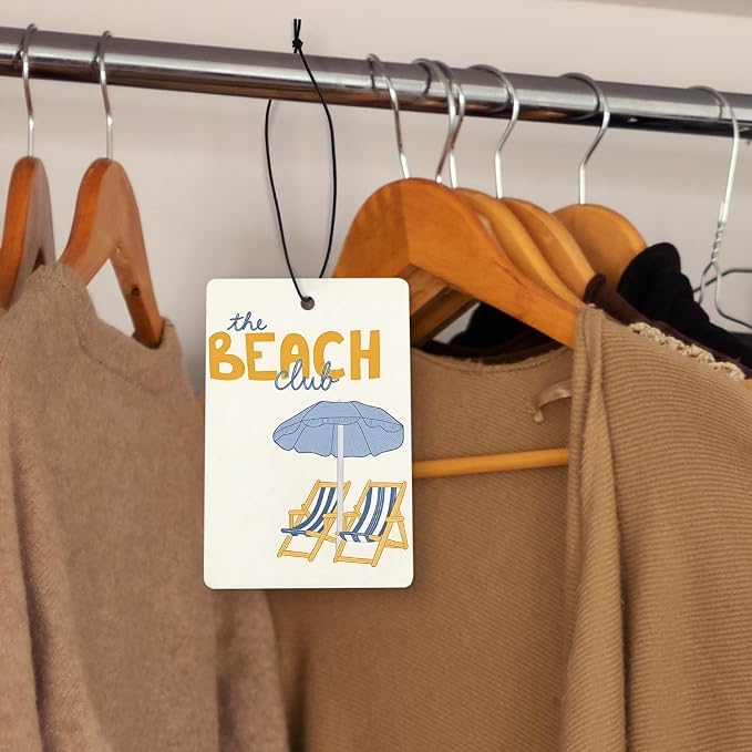 Coastal Blue Beach Air Freshener Diffuser Hanging for Car Interior Closet Drawer Home 4 Pcs, Nautical Summer Seaside Sunrise Beachy Car Accessories Mirror Decor