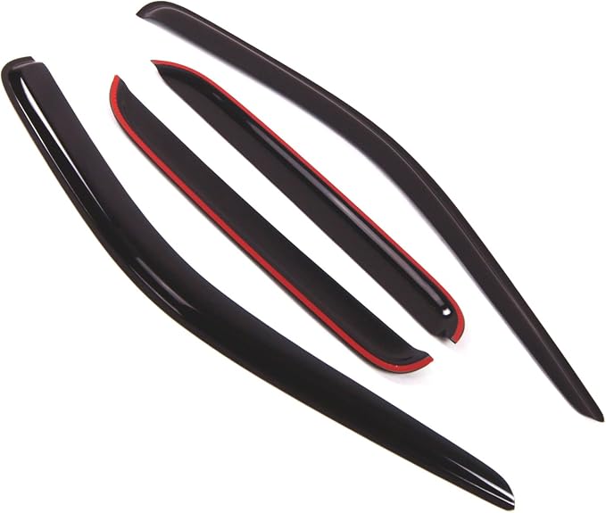 Outside Mount Window Vent Visors Rain Guards Compatible with Dodge Dakota Quad Cab 2005-2011 | Side Window Wind Deflectors Rain Shields | Smoke Tinted, 4 Pcs Set, DGWV-115