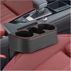 ZIMISI Car Cup Holder, Leather Front Console Gap Filler Organizer (Black) | Car Seat Gap Filler Storage Box, Multifunctional Car Cup Drink Holder, Coin Bucket, Cell Mobile Phone Holder