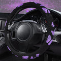 Purple Butterfly Steering Wheel Covers, 14.5" to 15.5" Car Wheel Cover Universal Fit for Suvs, Small Trucks, Sedans, Cars for Cute Women Girly (Black and Purple)