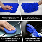 Car Detailing Kit, 19PCS Car Detailing Brush Set for Interior Exterior Wheels, Professional Car Care Cleaning Wash Kit with Duster for Air Vent, Car Accessories (Blue)