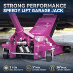 3 Ton Low Profile Floor Jack, Heavy Duty Steel Hydraulic Car Jack with Dual Pistons Quick Lift Pump, Hydraulic Racing Floor Jack, Lifting Range 3" to 20", Purple