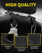 4 Pack Blink Diamond Car Seat Headrest Hooks Crystal Rhinestone Car Purse Holder Universal Interior Accessories for Handbags, Water Bottles, Coats, Umbrellas, Black