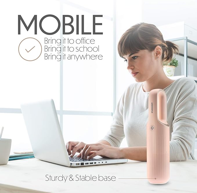 Portable Hand Vacuum Cleaner for Dust Pet Hair Dirt Home Car Interior, Furniture Lightweight Easy to Use, Compact Design Battery Rechargeable with USB-C Cable Pink