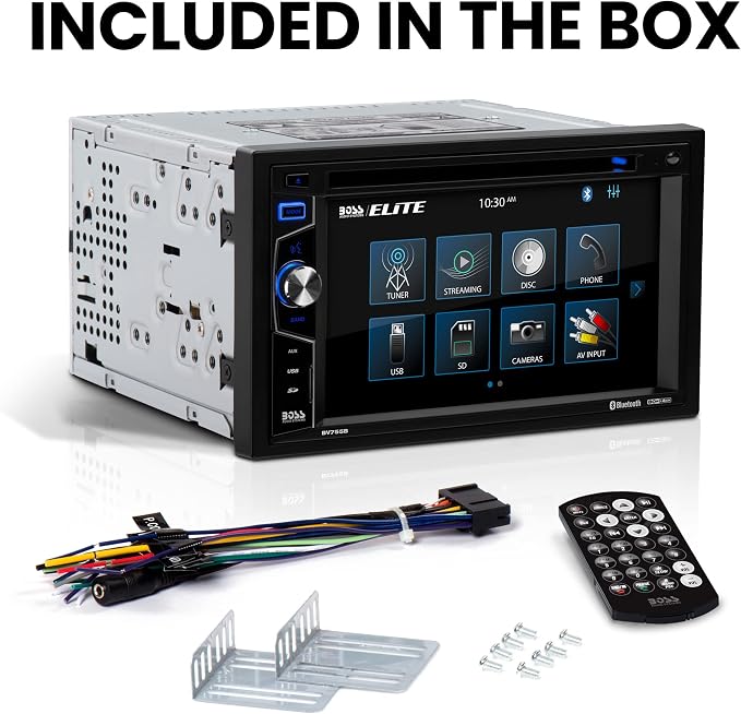 Elite BV755B Car Stereo System - 6.2 Inch Double Din Touchscreen, Bluetooth Head Unit, AM/FM Radio Receiver, CD Player, USB, SD, Aux In, Hook Up To Amplifier