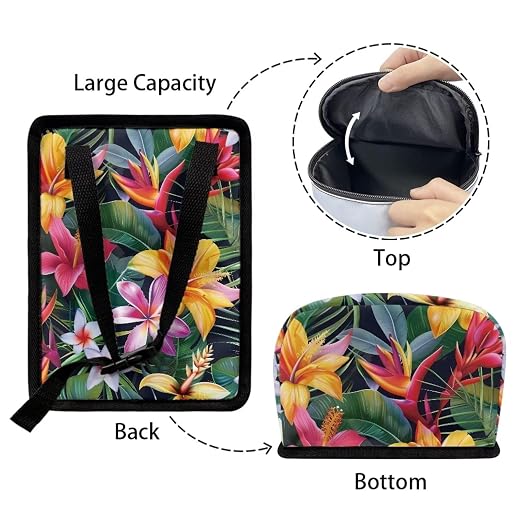 Tropical Hiiscus Plumeria Print Car Trash Can with Lid, Leak Proof Auto Trash Bag Hanging Vehicle Garbage Can Multipurpose Storage Container for Back Seat Road Trip