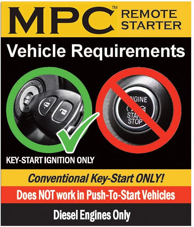 MPC Remote Start Kit Compatible with 2017-2019 Ford F-250 Super Duty | Diesel | Key to Start | 100% Plug N Play | Press OEM Fob 3X Lock to Start | USA Tech Support