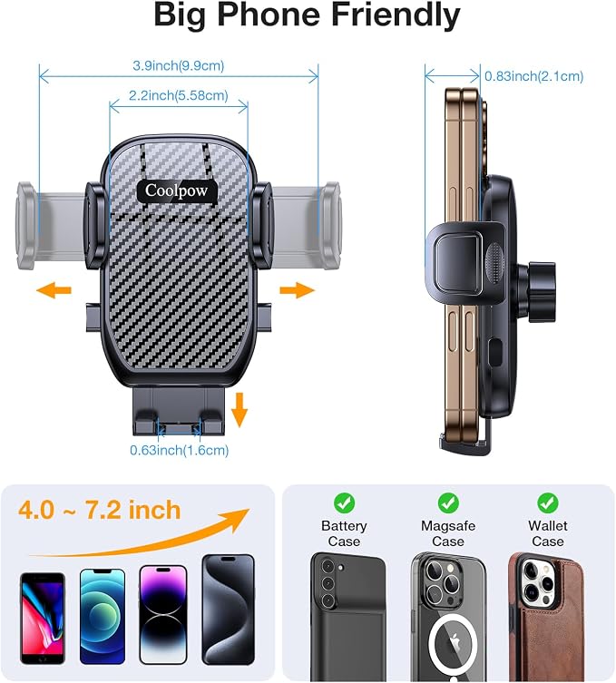Cup Holder Phone Holder for Car Phone Holder Cup Holder Phone Mount【Ultra Stable & Never Shake】Phone Holders for Your Car Cupholder Cell Phone Car Mount for iPhone 17 16 All 4"-7" Smartphones