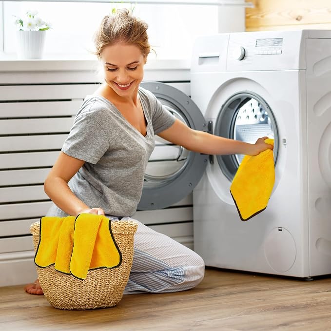 40 Pcs Yellow Microfiber Towels: 16"x16" Microfiber Drying Towels Bulk Micro Fiber Car Cleaning Cloth for Cars Drying Washing Polishing Cleaning Household Supplies