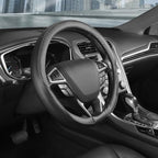 Steering Wheel Cover 14.5-15 inch (37-39 cm) Medium Size, Microfiber Leather, Non-Slip Comfortable Grip, Fits Cars Trucks SUVs, Black