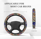 Mexican Talavera Tiles Style Steering Wheel Cover Auto Steering Wheel Protector Anti-Slip Breathable and Sweat Absorption Universal Car Accessories15 Inch Fit Auto Sedan Vans Trucks SUV