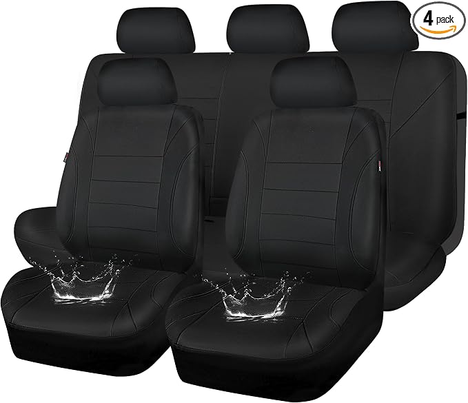 Neoprene Waterproof Seat Covers, Universal Fit Black Full Sets, Protective Interior Covers for Auto SUV, Vans, Sedans, Trucks