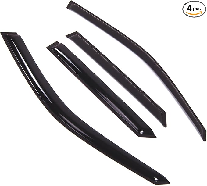 Outside Mount Window Vent Visors Rain Guards Compatible with Mazda Protege5 2002-2005 | Side Window Wind Deflectors Rain Shields | Black Tinted, 4 Pcs Set, BGWV-316