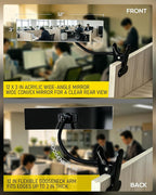 Clip On Cubicle Mirror to See Behind You at Computer Desk | 12 x 3 in acrylic convex rear view mirror for monitor, laptops, PC screens, office, reception and open office workspaces