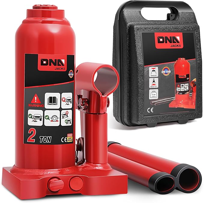 2 tons / 4000 lbs Lifting Automotive Welded Hydraulic Bottle Jackfor Sedans Repair, with Manual Handle & Carrying Storage Case, Red