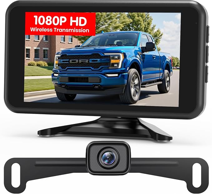 Wireless Backup Camera: 5" 1080P HD Dual-Channel Monitor, Easy Installation,Stable Digital Transmission Signal,IP69K Waterproof Night Vision Back Up Camera for Truck,SUV,Pickup,Car,Trailer