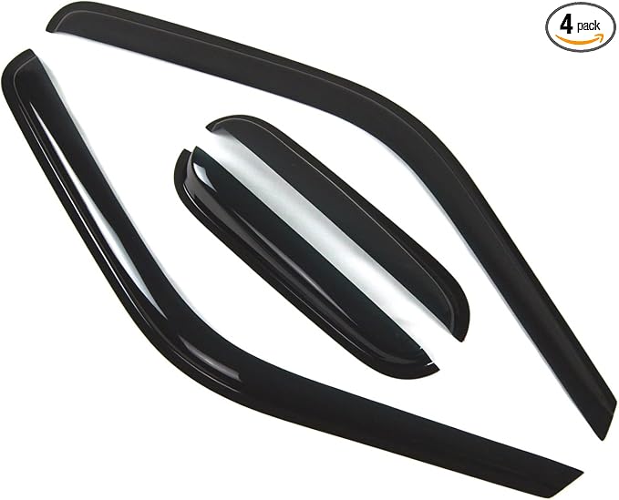 Outside Mount Window Vent Visors Rain Guards Compatible with Chevy C1500 Extended Cab 1988-2000 | Side Window Wind Deflectors Rain Shields | Smoke Tinted, 4 Pcs Set, DGWV-066
