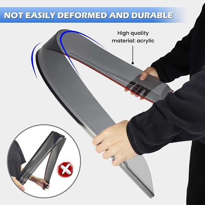 Tape-On Side Window Deflectors for Pilot 2023-2026, Rain Guards Window Visor Rain Guards Vent Guard Shade Deflectors Compatible with Honda Pilot Accessories All-Weather Protection