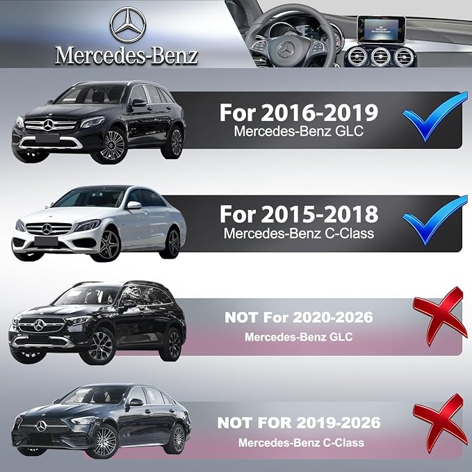 Car Phone Holder for Mercedes-Benz 2016-2019 GLC & 2015-2018 C-Class, 7-Inch Center Screen – Precision Fit, Strong Magnet, OEM-Style, No View Obstruction Phone Mount Compatible with MagSafe