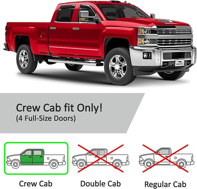 Voron Glass in-Channel Extra Durable Rain Guards for Chevrolet (Chevy) Silverado 2500HD/3500HD 2015-2019 Crew Cab, Window Deflectors, Vent Window Visors, 4 Pieces - 200825