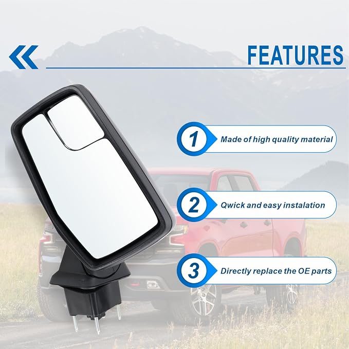 Left Driver Side Mirror Compatible with 2019-2025 chevy Silverado 1500 Power Glass Manual Folding Non-Heated without Turn signal Replace#GM1320582(3Pins）