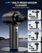 Handheld Car Vacuum Cleaner Cordless Rechargeable | 15000PA Powerful Suction, 4-in-1 Air Duster & Blower, Built-in LED Light, Multi Nozzles, Mini Portable Vacuum for Car & Home