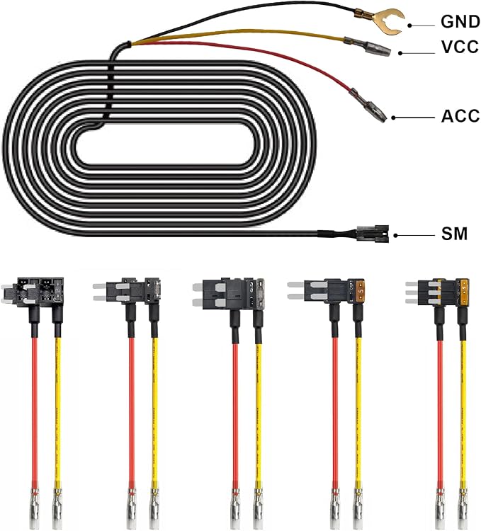 mangoal Fuse Box Power Adapter Dash Cams, Upgrade Parking Monitoring, Hardwire Wire Kit Accessories(8.20 ft, Applicable to Vehicle Other Than Mercedes Benz)