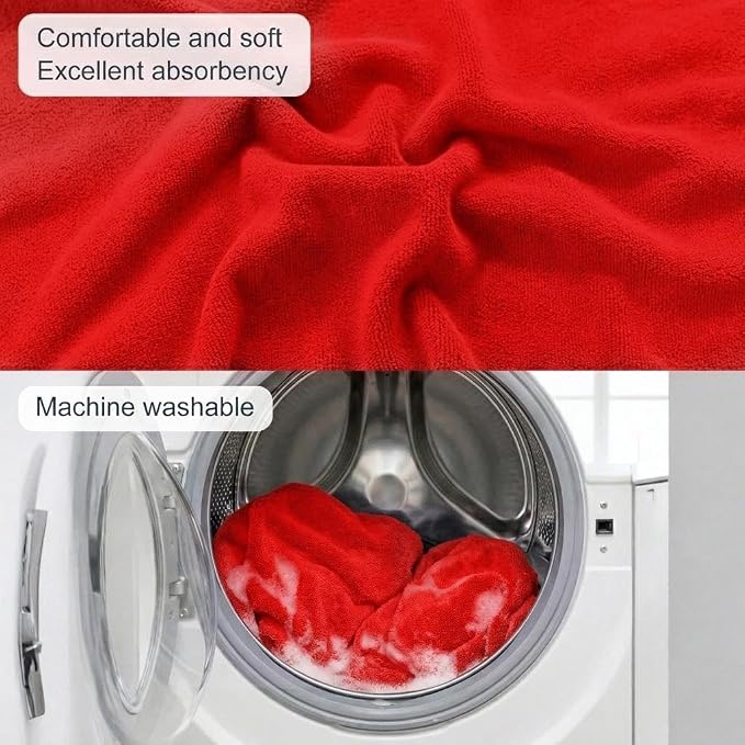 Car Seat Towel Cover, Universal Front Seat Protector for Cars, SUVs and Trucks, Sweat Towel Car Seat Cover for Gym, Yoga, Swimming, Pets and Family Travel, Haute Red, 2 Pack