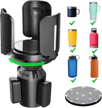 Upgraded 64oz Large Cup Holder Expander with Coaster for Car, Expandable Cup Holder Adapter with Adjustable Base, Universal Compatible with Yeti, Hydro Flasks, Owala, Other Big Bottles Mugs Drinks