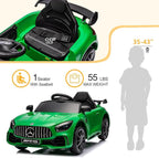 12V Ride on Car, Licensed Mercedes Benz AMG GTR Battery Powered Electric Vehicle, w/Parent Remote, Wider Seat, LED Lights, Openable Doors, MP3 Player, Smooth Start, 3 Speeds - Green
