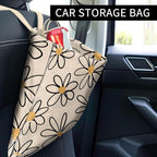 Car Trash Can, Cute Car Trash Bag, Hanging Car Organizer and Storage Bag, Trash Bin for Car Accessories, Vehicle, Travelling, Camping Cute Beige Daisy