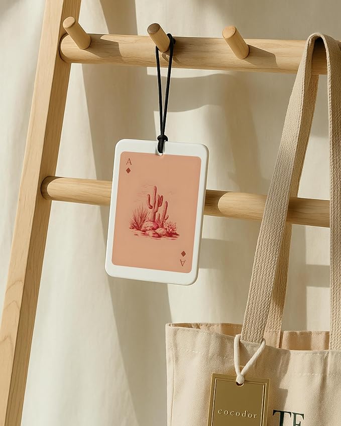 Boho Orange Western Car Air Freshener 4 Pcs, Preppy Cowgirl Cow Skull Cactus Ace Card Hanging Air Freshener for Cars Closet Drawer Books, Cute Western Car Accessories Mirror Decor for Women